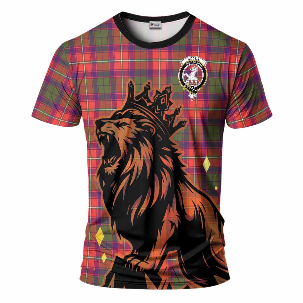 Riddell Tartan Family Crest T-Shirt Crowned Lion Roaring