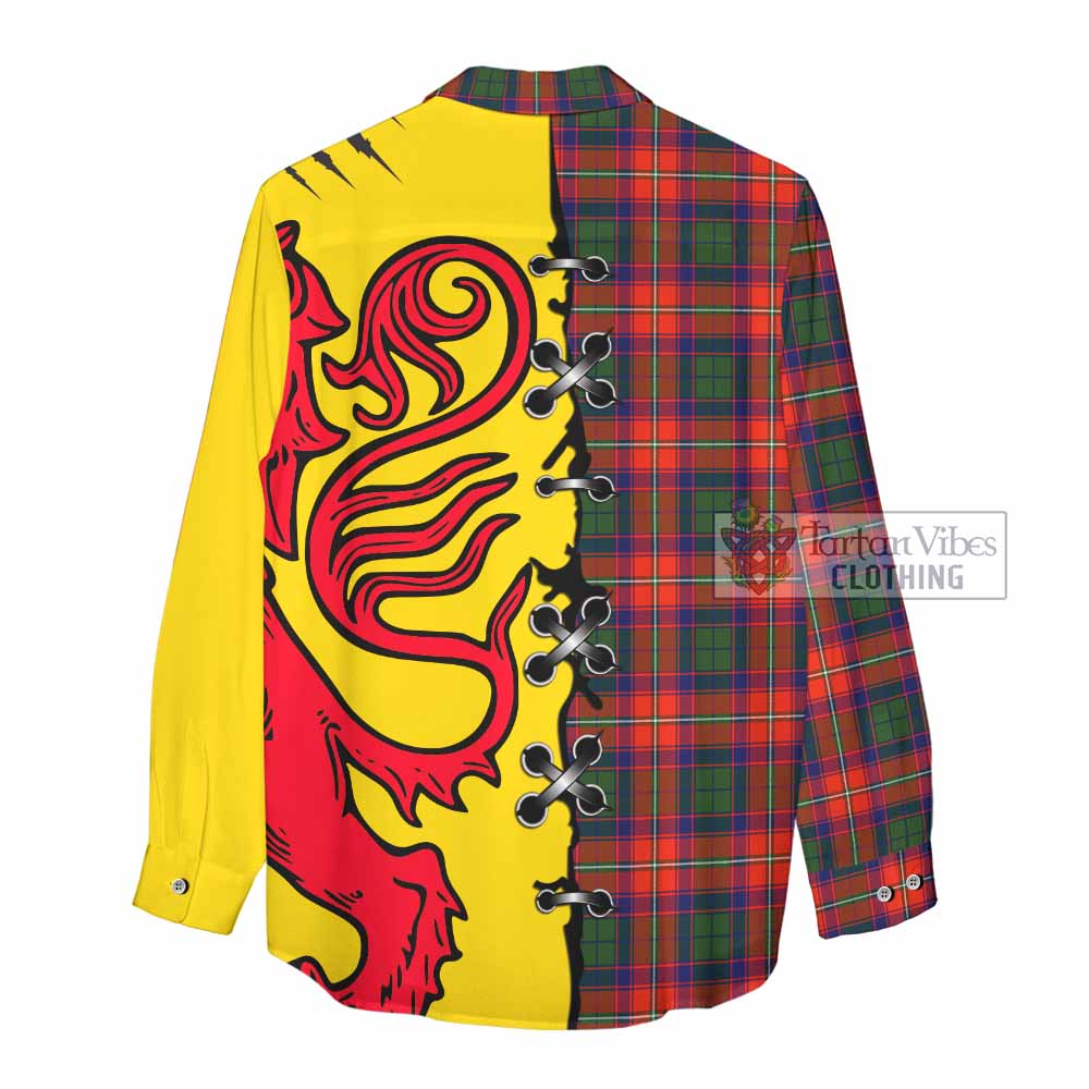 Riddell Tartan Family Crest Women Casual Shirt Lion Rampant Honor - Tartan Vibes Clothing