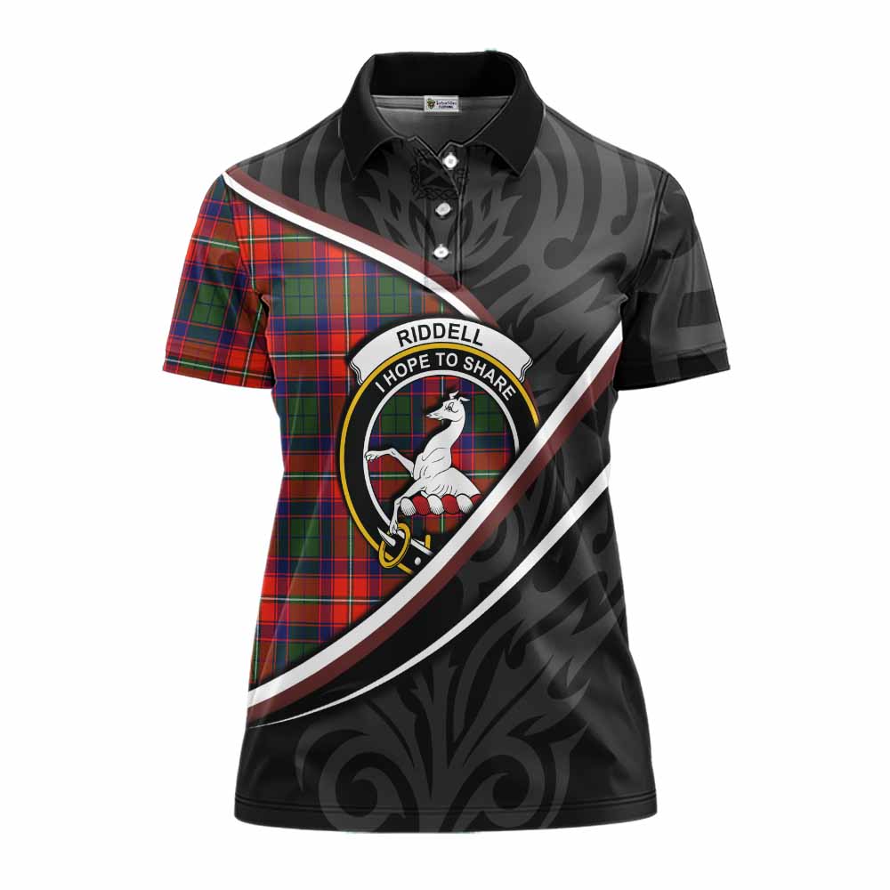 Riddell Tartan Family Crest Women's Polo Shirt Celtic Scottish Thistle Floral - Tartan Vibes Clothing