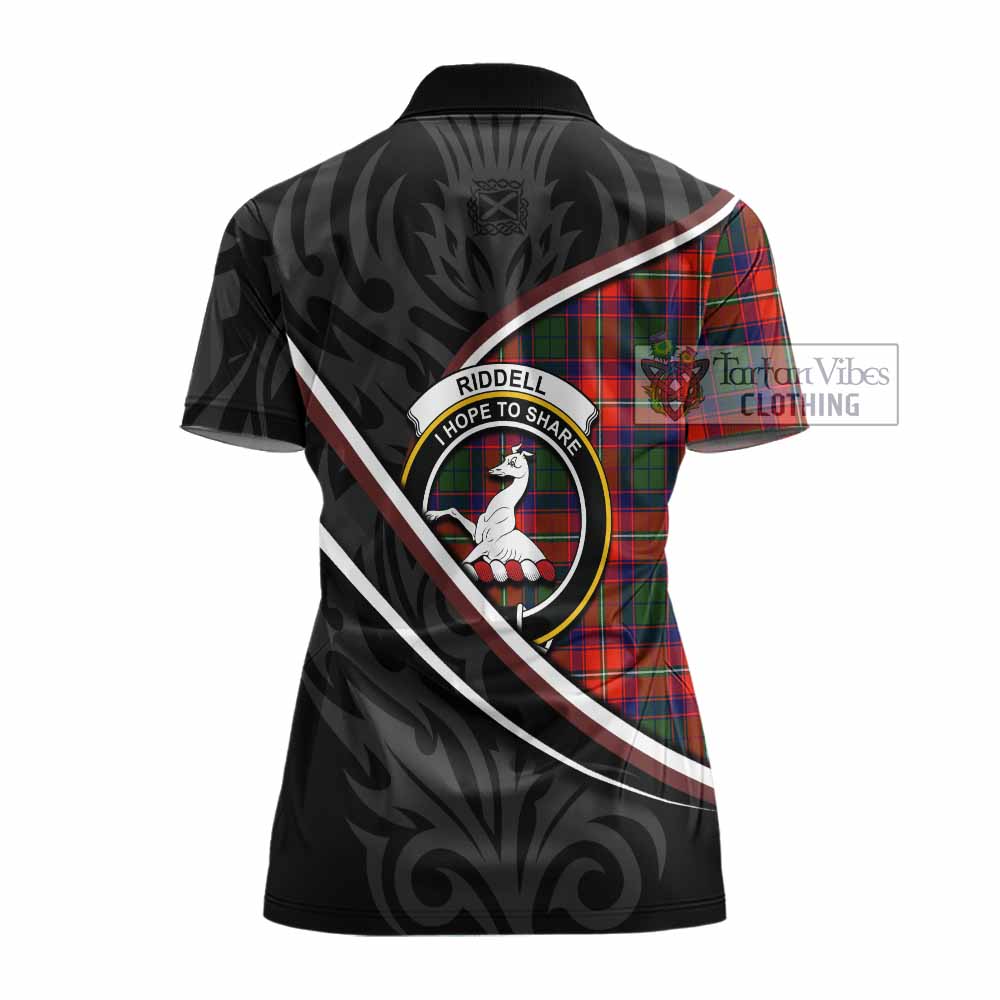 Riddell Tartan Family Crest Women's Polo Shirt Celtic Scottish Thistle Floral - Tartan Vibes Clothing