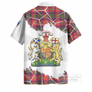 Riddell Tartan Hawaiian Shirt with Family Crest and Lion Rampant Grunge Style