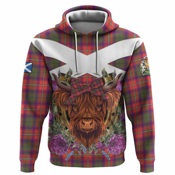 Riddell Tartan Hoodie Scottish Thistle Heilan Coo