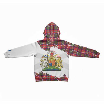 Riddell Tartan Kid Hoodie with Family Crest and Lion Rampant Grunge Style