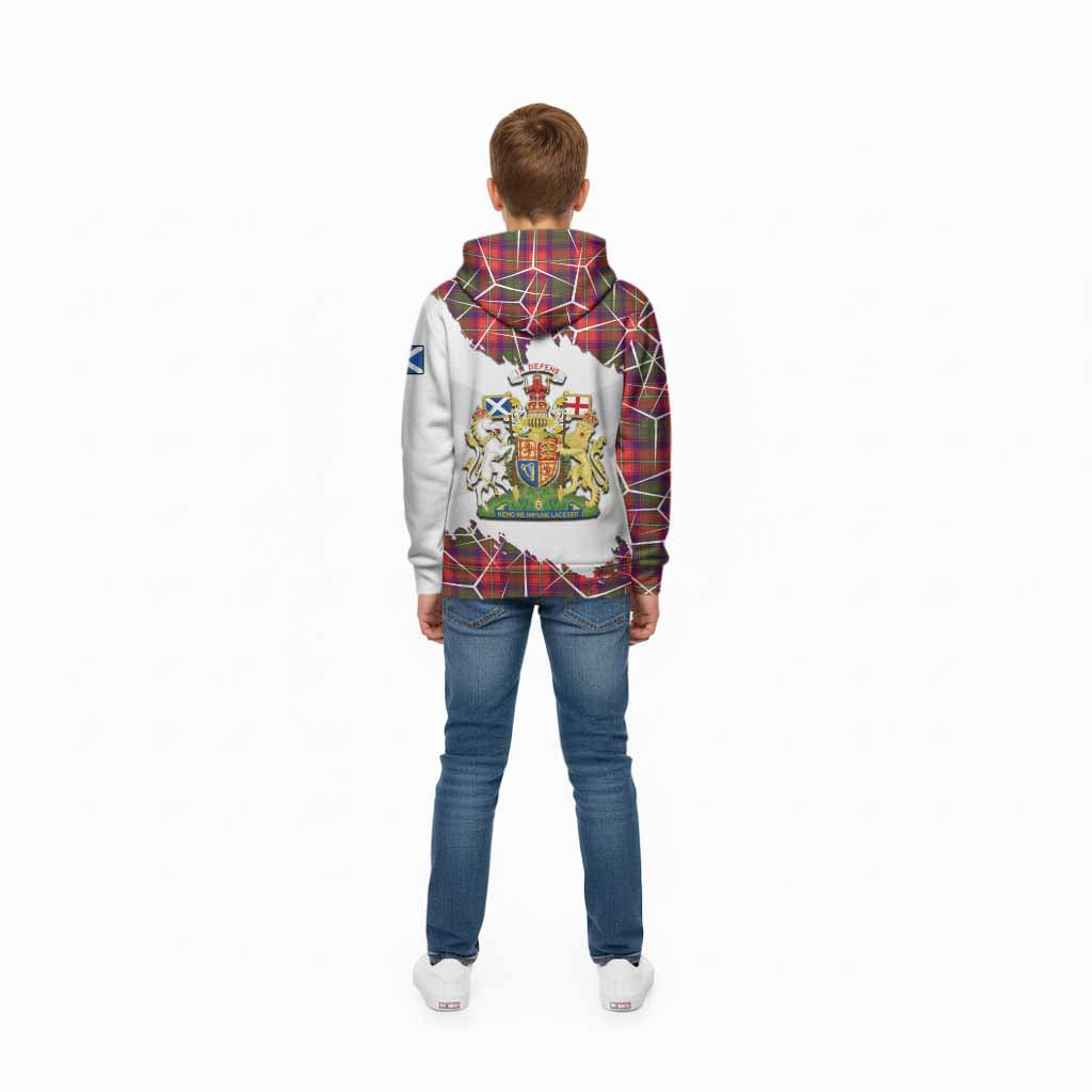 Riddell Tartan Kid Hoodie with Family Crest and Lion Rampant Grunge Style