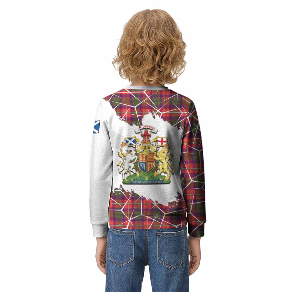 Riddell Tartan Kid Knitted Sweatshirt with Family Crest and Lion Rampant Grunge Style