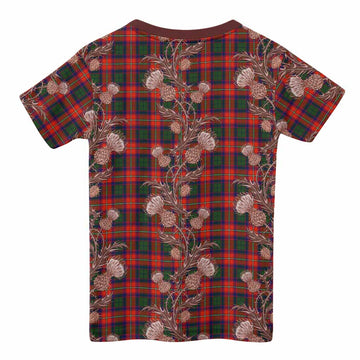 Riddell Tartan Kid T-shirt Seamless Scottish Thistle Flowers