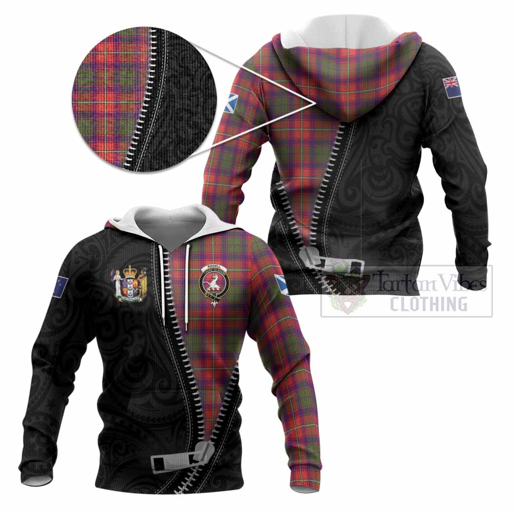 Riddell Tartan Knitted Hoodie New Zealand Pattern Unique Zipper Stylized