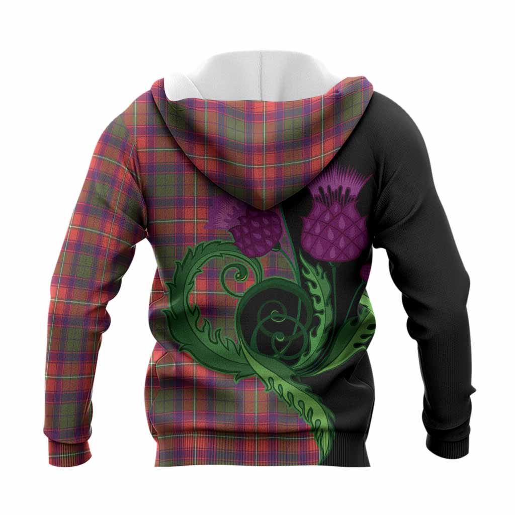 Riddell Tartan Knitted Hoodie Traditional Scottish Thistle