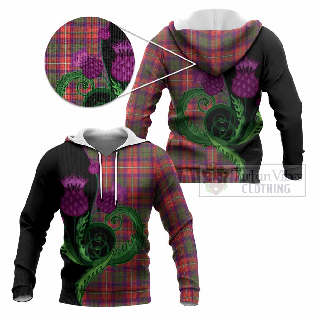 Riddell Tartan Knitted Hoodie Traditional Scottish Thistle