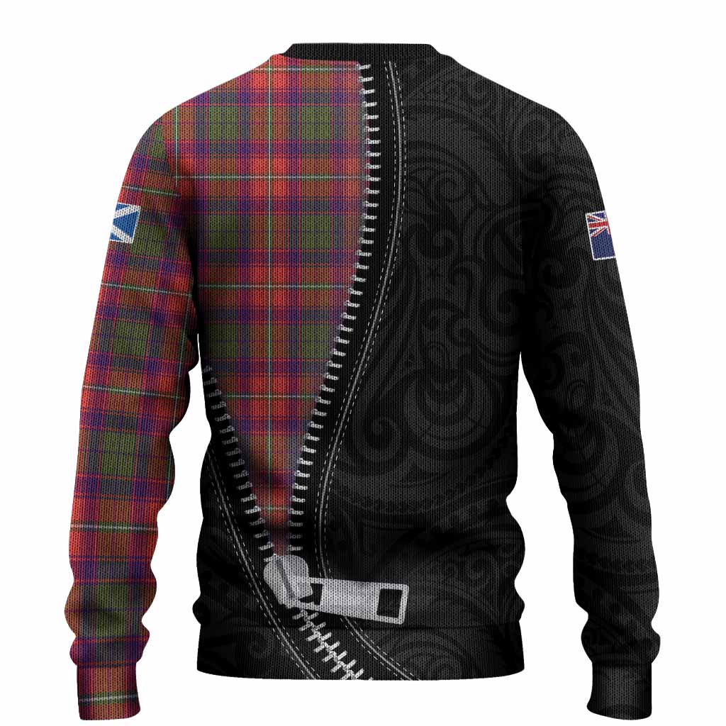 Riddell Tartan Knitted Sweater New Zealand Pattern Unique Zipper Stylized