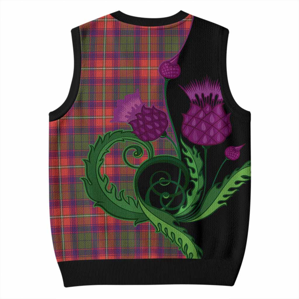 Riddell Tartan Knitted V-Neck Vest Traditional Scottish Thistle