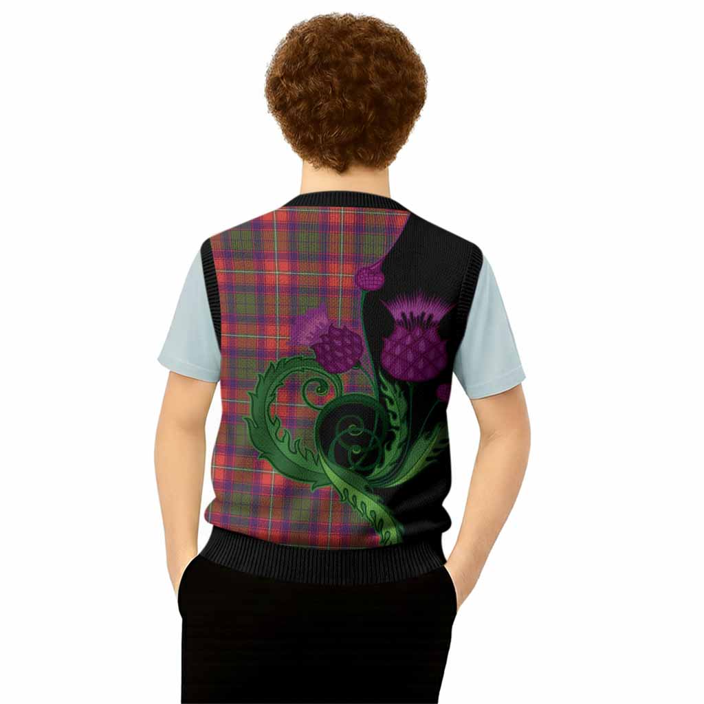 Riddell Tartan Knitted V-Neck Vest Traditional Scottish Thistle