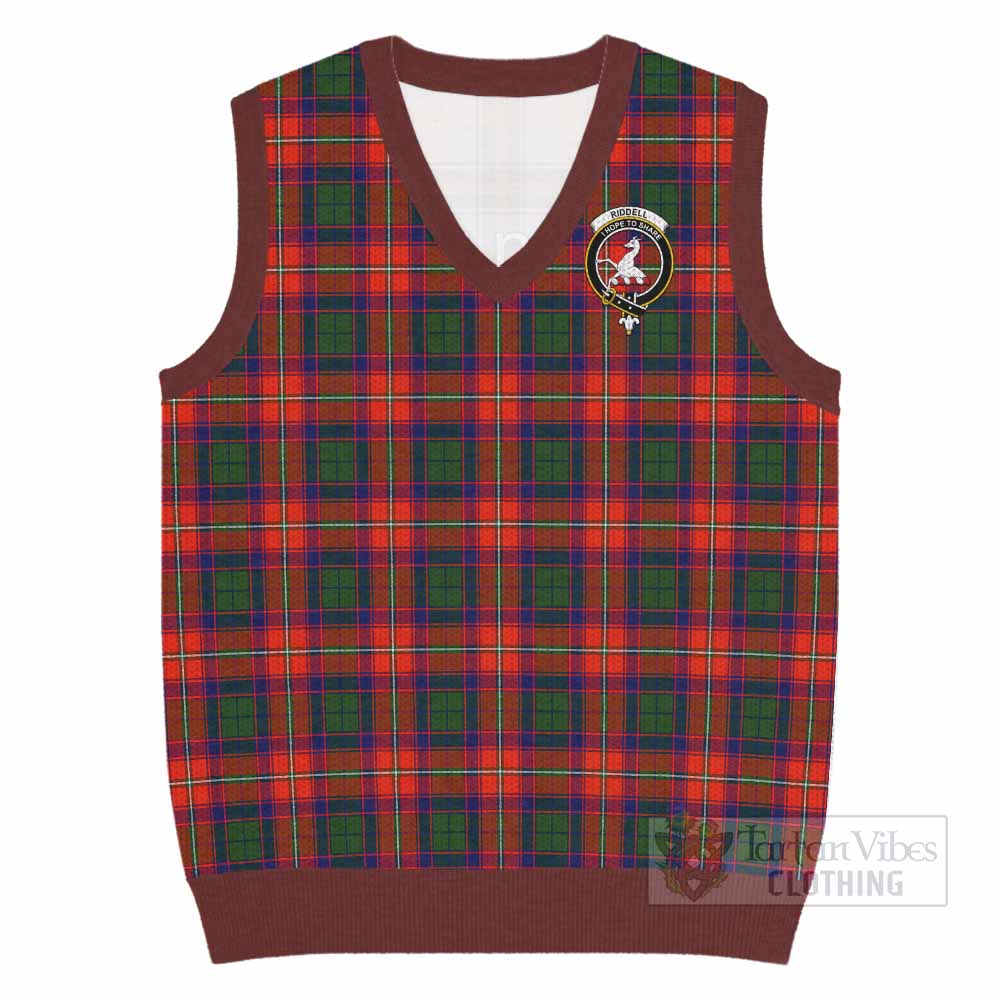 Riddell Tartan Knitted V-Neck Vest with Family Crest - Tartan Vibes Clothing