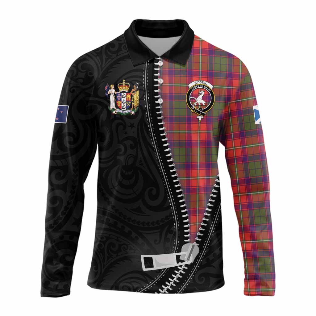 Riddell Tartan Long Sleeve Polo Shirt New Zealand Pattern Unique Zipper Stylized