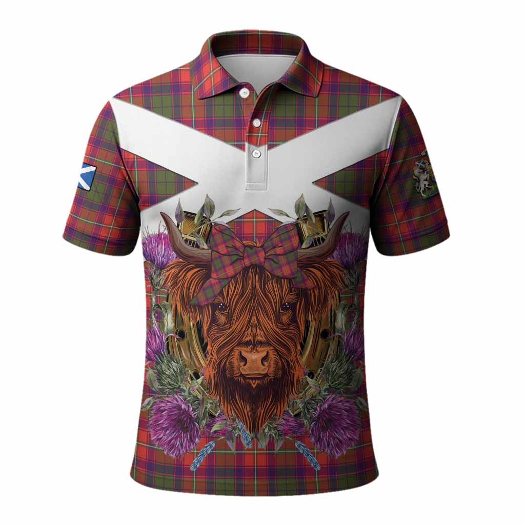 Riddell Tartan Polo Shirt Scottish Thistle Heilan Coo
