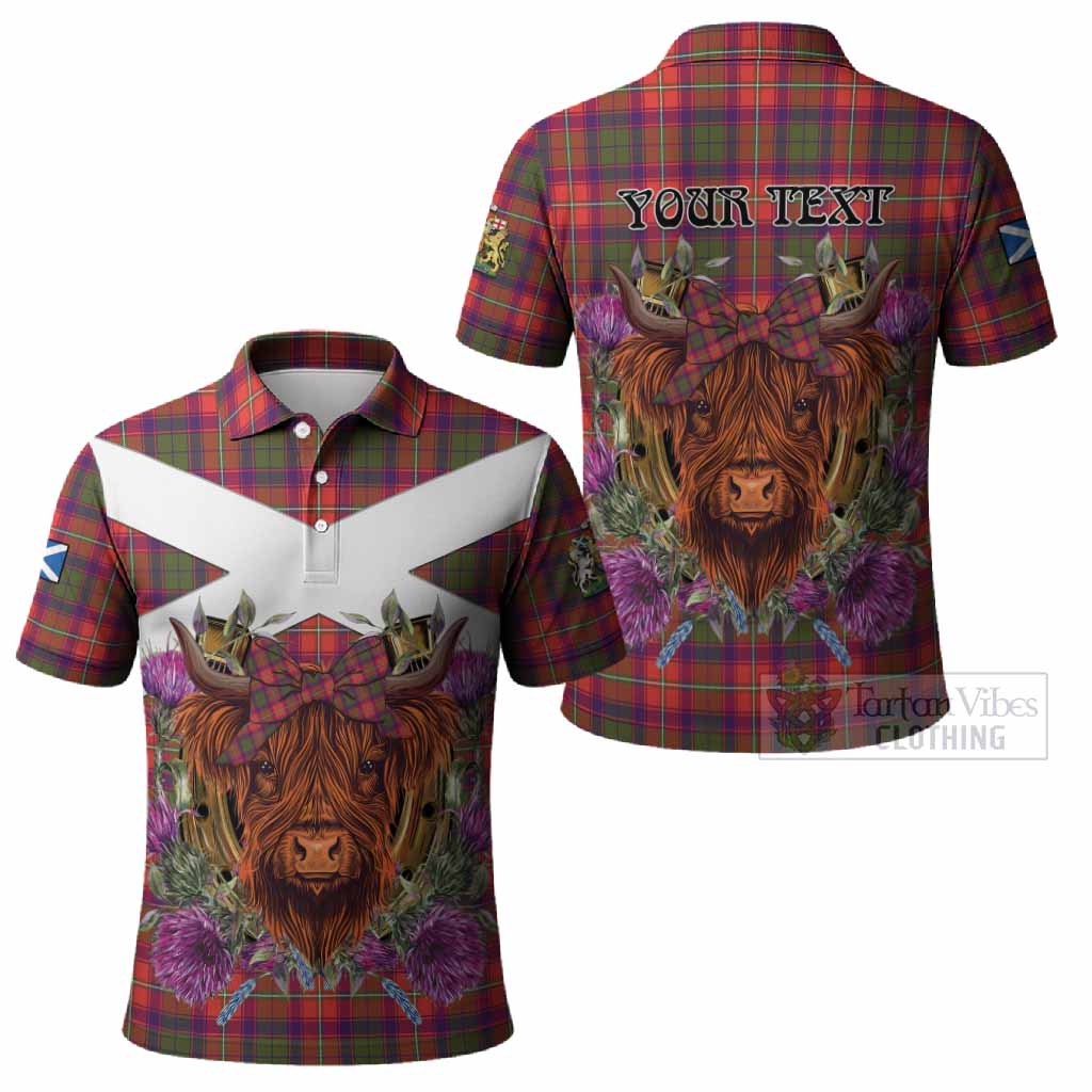Riddell Tartan Polo Shirt Scottish Thistle Heilan Coo