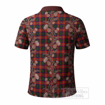 Riddell Tartan Polo Shirt Seamless Scottish Thistle Flowers