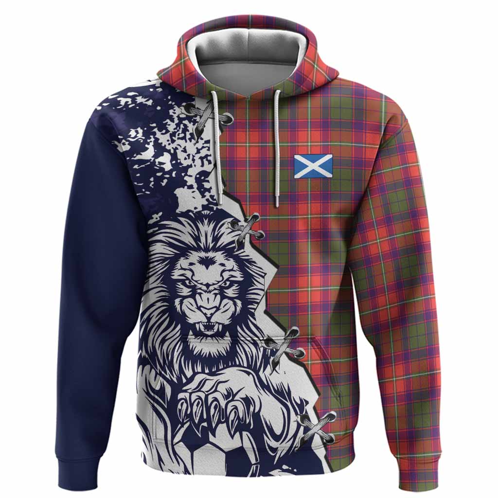 Riddell Tartan Scottish Hoodie Angry Lion With Soccer Ball Style