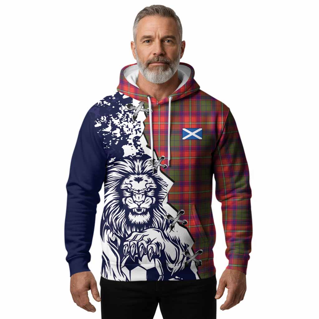 Riddell Tartan Scottish Hoodie Angry Lion With Soccer Ball Style