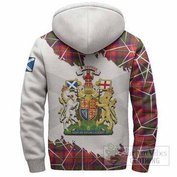Riddell Tartan Sherpa Hoodie with Family Crest and Lion Rampant Grunge Style