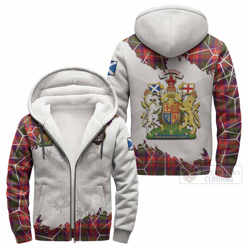 Riddell Tartan Sherpa Hoodie with Family Crest and Lion Rampant Grunge Style