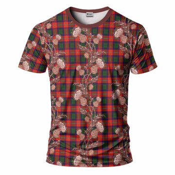 Riddell Tartan T-Shirt Seamless Scottish Thistle Flowers