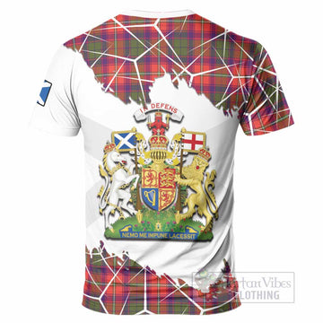 Riddell Tartan T-Shirt with Family Crest and Lion Rampant Grunge Style