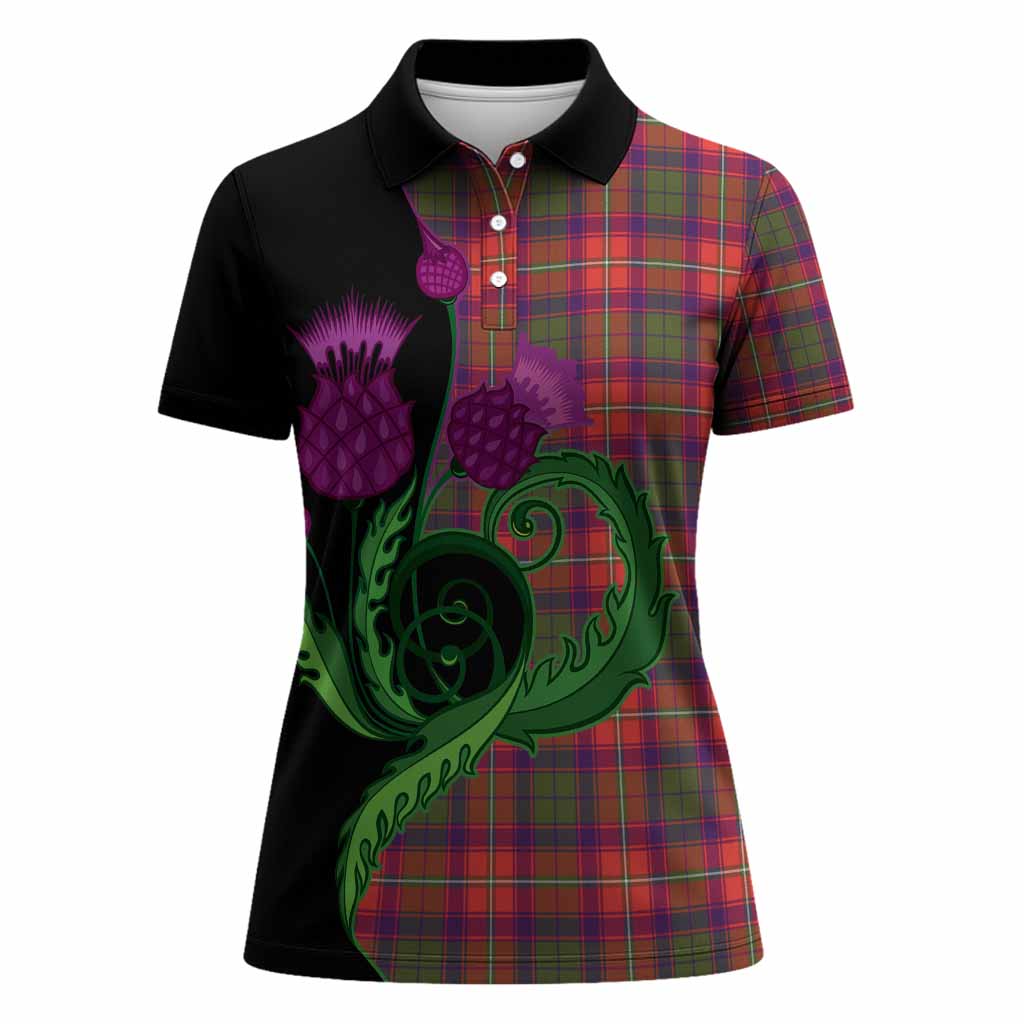Riddell Tartan Women Polo Shirt Traditional Scottish Thistle