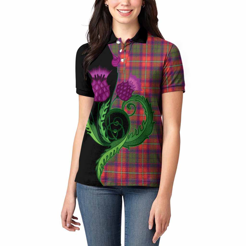 Riddell Tartan Women Polo Shirt Traditional Scottish Thistle