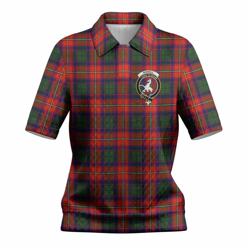 Riddell Tartan Women’s Polo Sweater Top with Family Crest