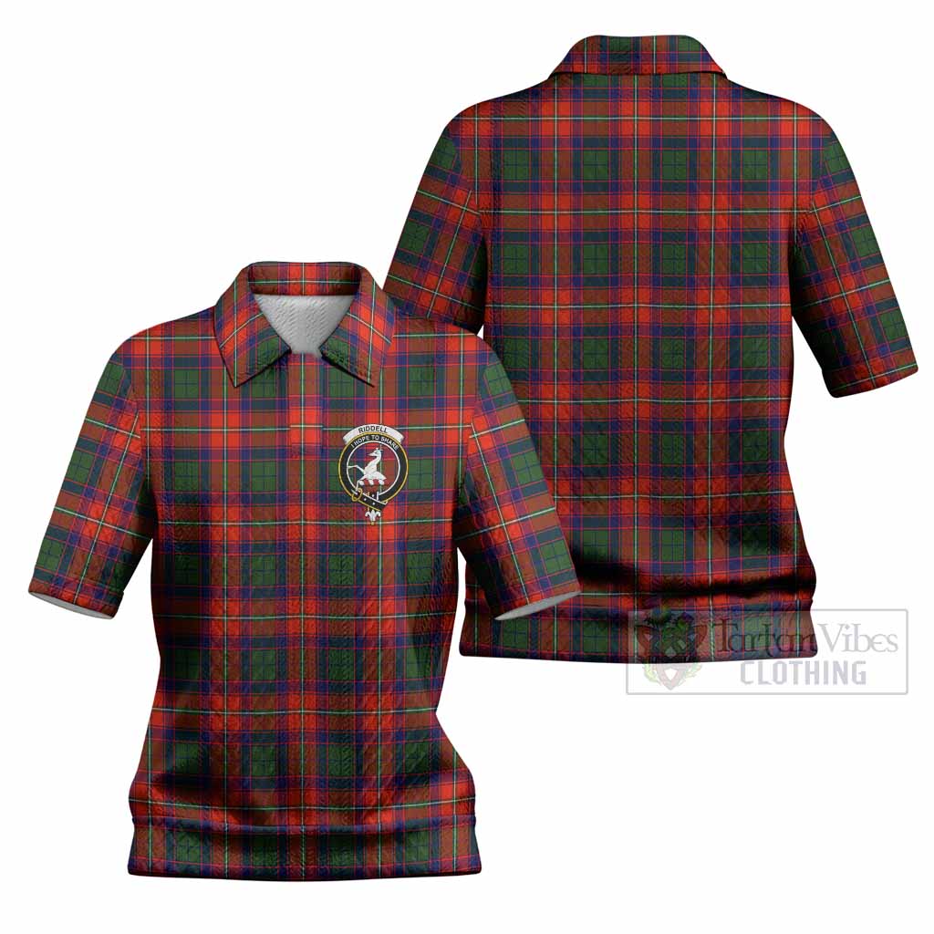 Riddell Tartan Women’s Polo Sweater Top with Family Crest