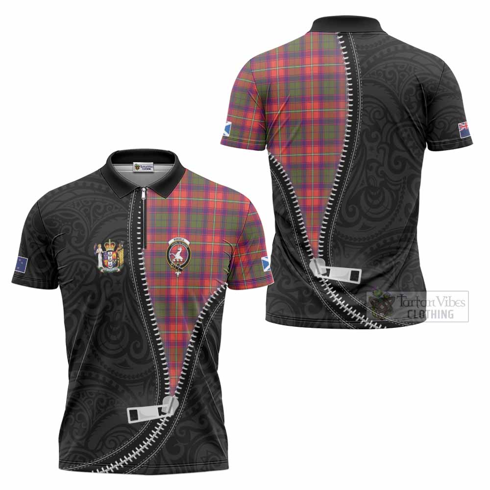 Riddell Tartan Zipper Polo Shirt New Zealand Pattern Unique Zipper Stylized