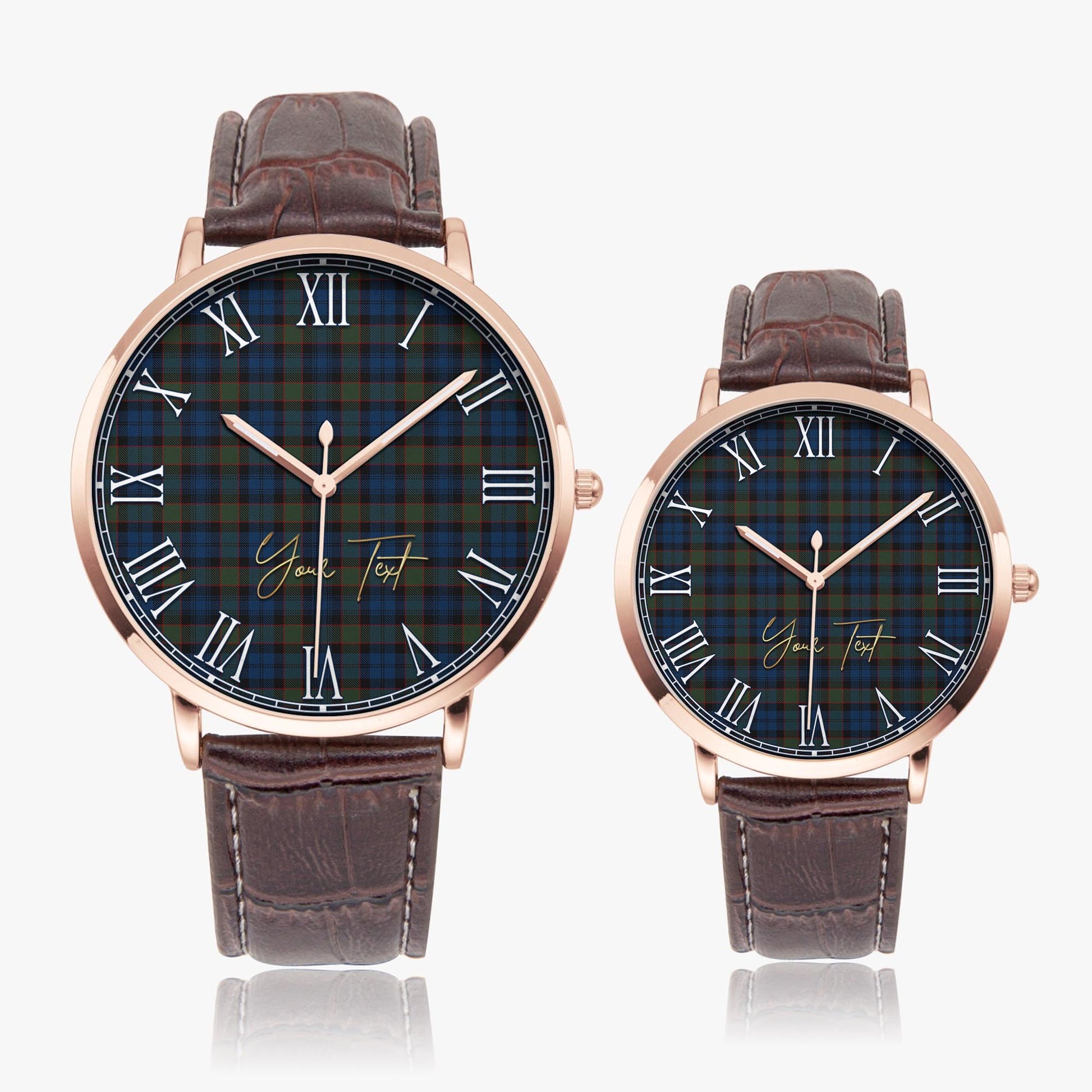 Riddoch Tartan Personalized Your Text Leather Trap Quartz Watch - Tartan Vibes Clothing