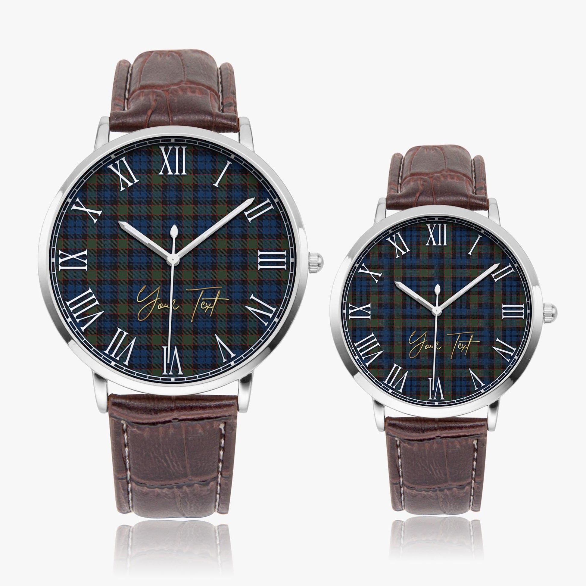 Riddoch Tartan Personalized Your Text Leather Trap Quartz Watch - Tartan Vibes Clothing
