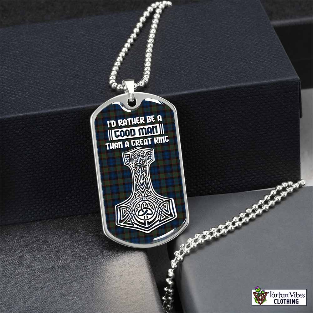 Riddoch Tartan Dog Tag Necklace Viking Mjolnir Style Silver No - Tartan Vibes Clothing