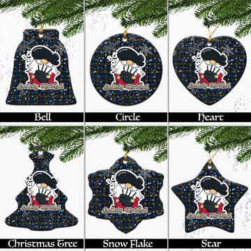Riddoch Tartan Christmas Ornaments with Scottish Gnome Playing Bagpipes