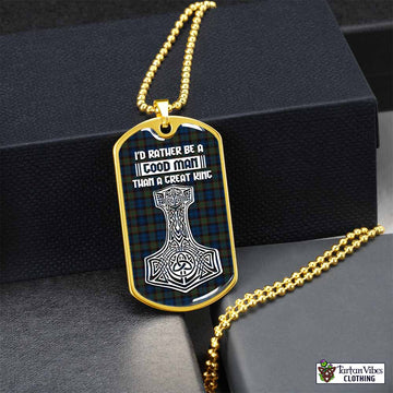 Tartan Vibes Clothing Riddoch Tartan Dog Tag Necklace Viking Mjolnir Style