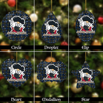 Riddoch Tartan Christmas Ornaments with Scottish Gnome Playing Bagpipes