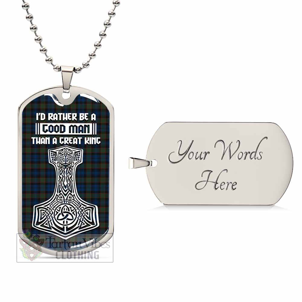 Riddoch Tartan Dog Tag Necklace Viking Mjolnir Style Silver Yes - Tartan Vibes Clothing