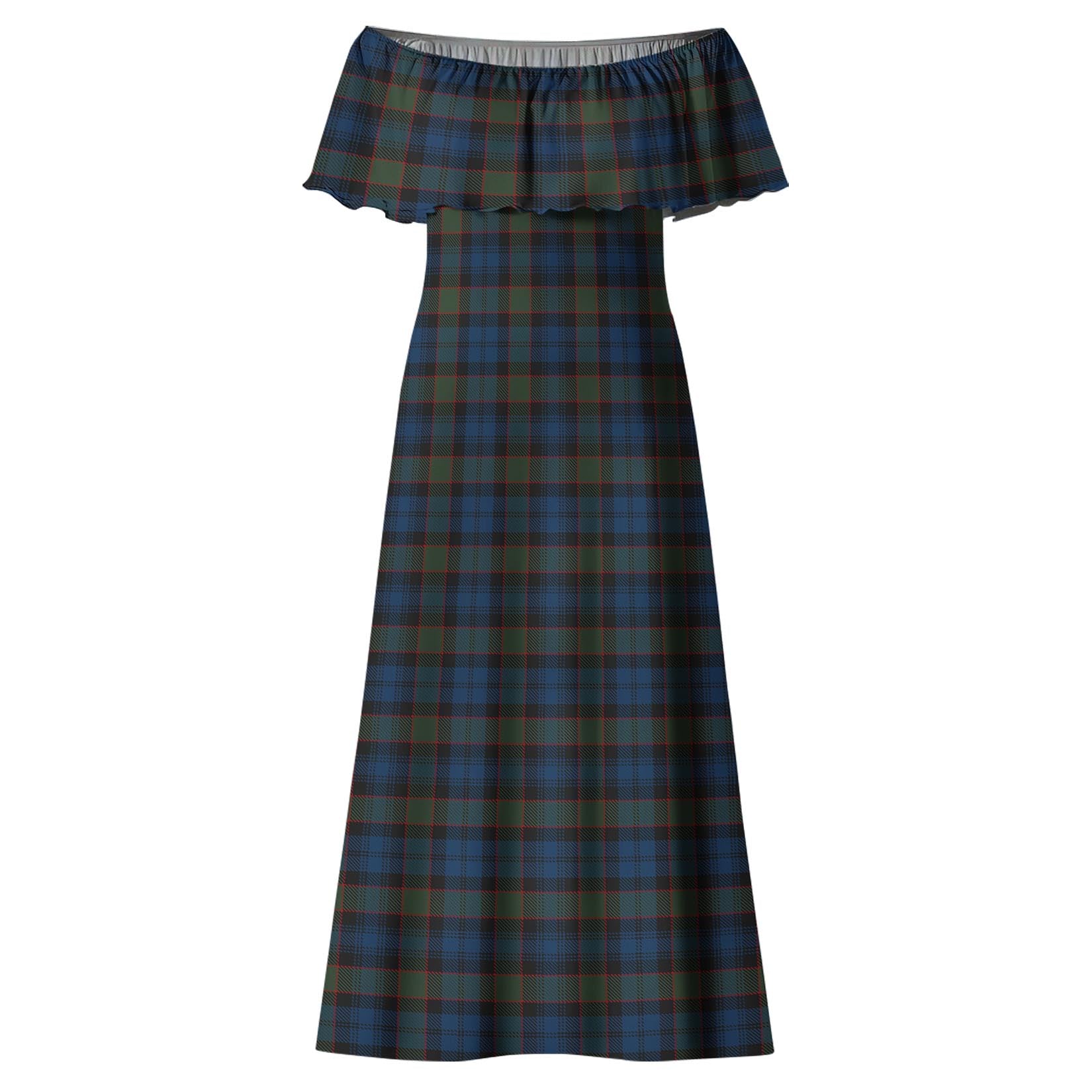 Riddoch Tartan Off Shoulder Long Dress - Tartan Vibes Clothing
