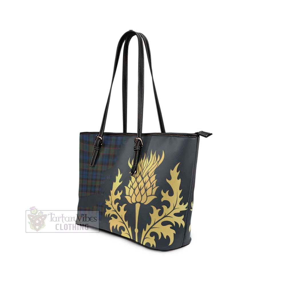 Riddoch Tartan Leather Tote Bag Gold Thistle Style - Tartan Vibes Clothing