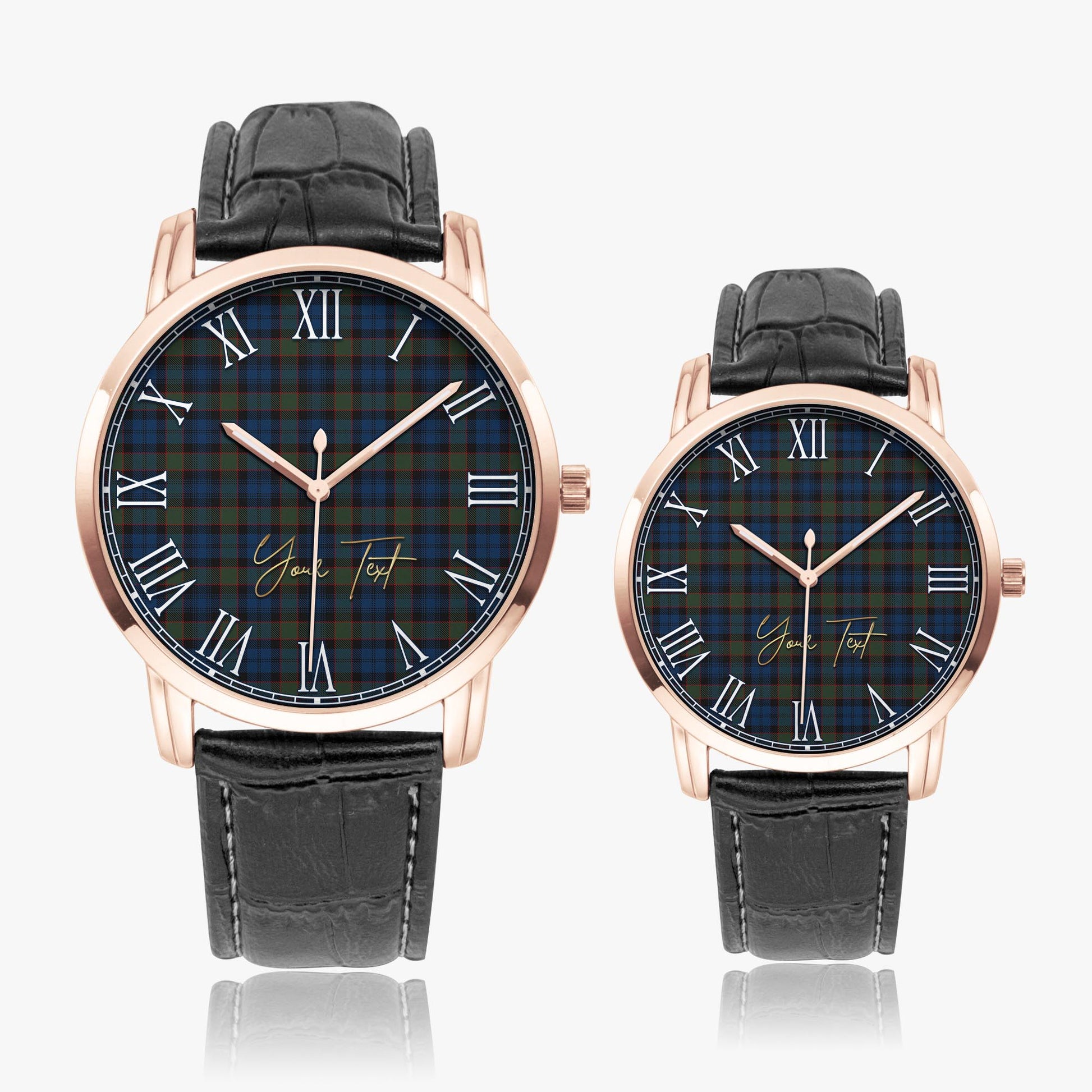 Riddoch Tartan Personalized Your Text Leather Trap Quartz Watch - Tartan Vibes Clothing