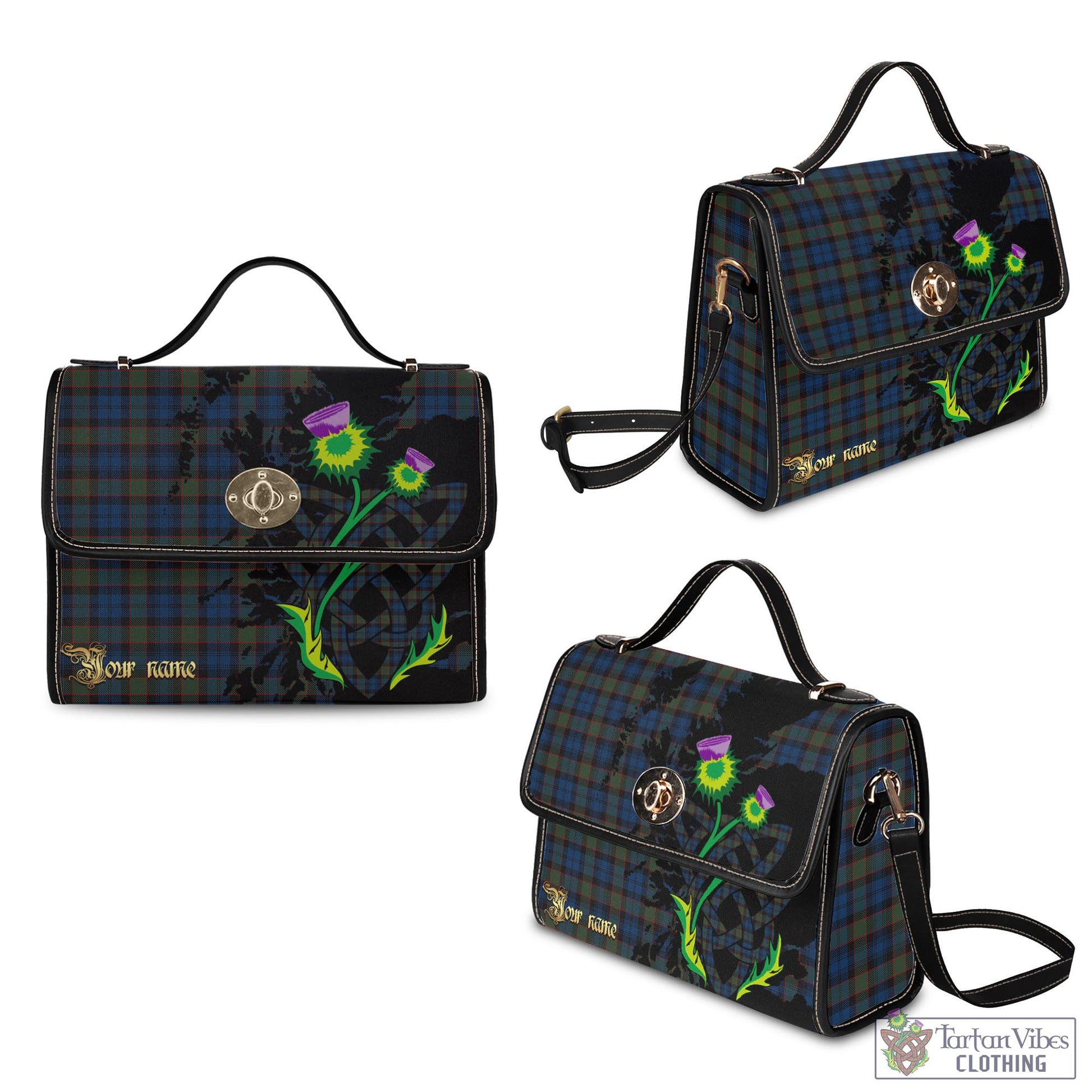 Tartan Vibes Clothing Riddoch Tartan Waterproof Canvas Bag with Scotland Map and Thistle Celtic Accents