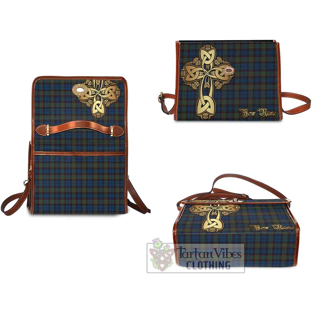 Tartan Vibes Clothing Riddoch Tartan Waterproof Canvas Bag Golden Thistle Celtic Cross Style