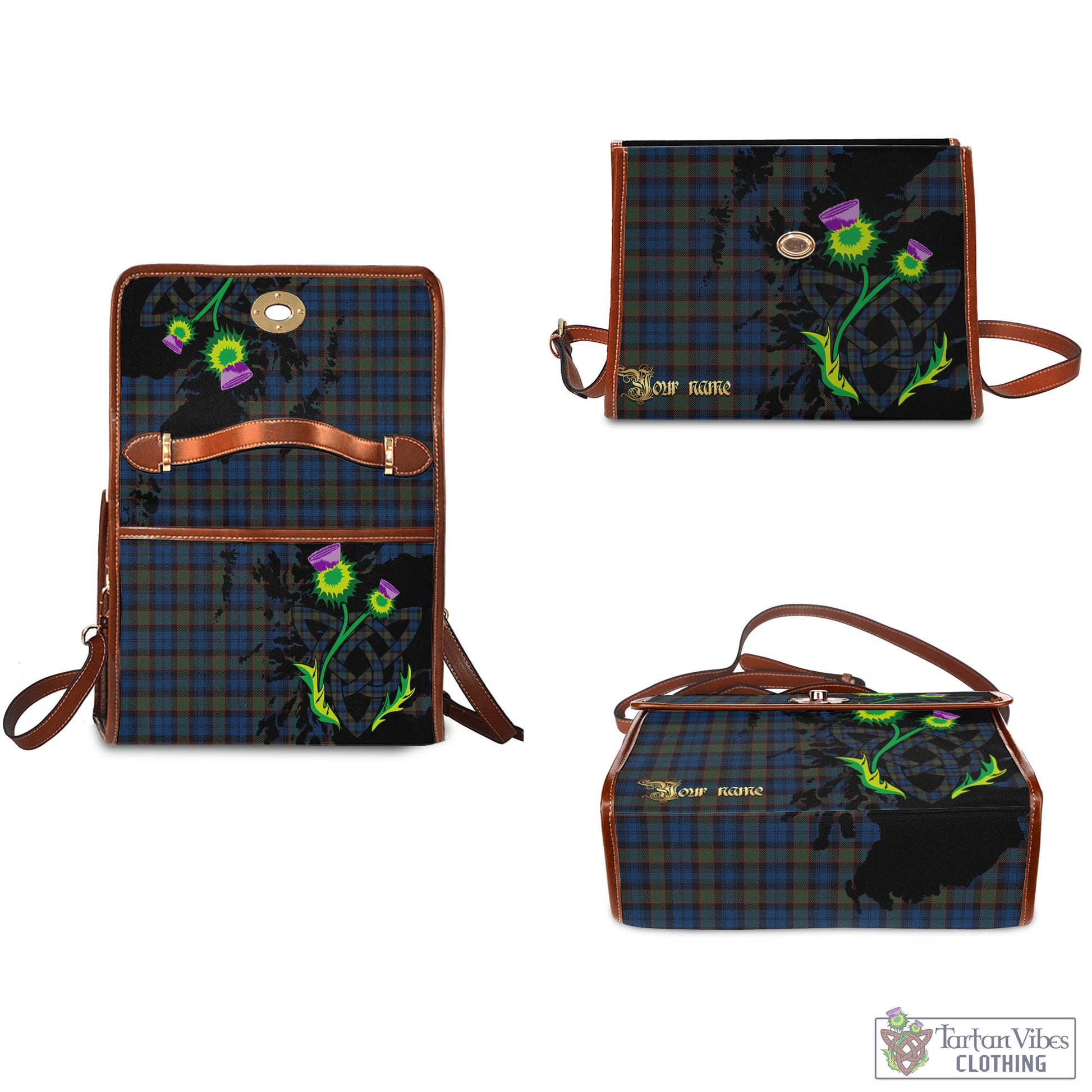 Tartan Vibes Clothing Riddoch Tartan Waterproof Canvas Bag with Scotland Map and Thistle Celtic Accents