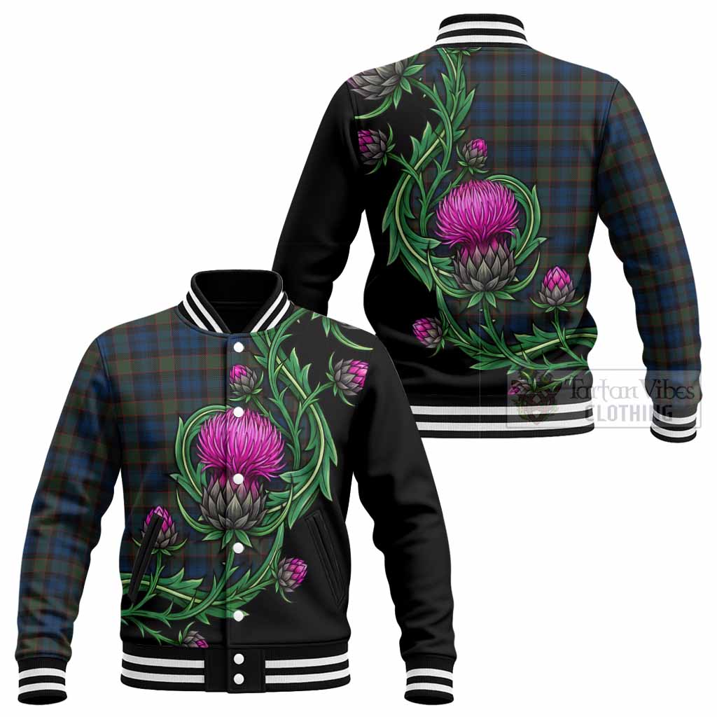 Riddoch Tartan Baseball Jacket Resilient Scottish Thistle - Tartan Vibes Clothing