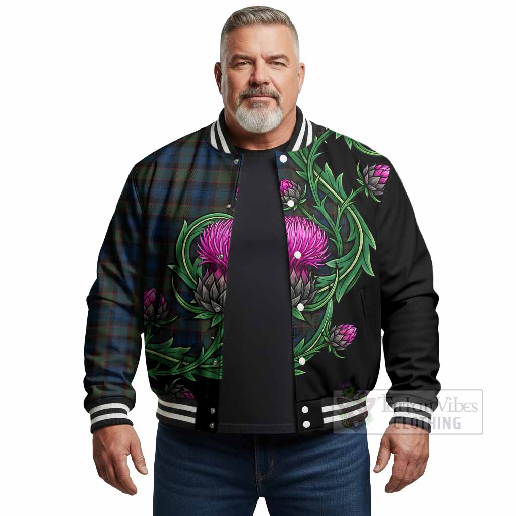 Riddoch Tartan Baseball Jacket Resilient Scottish Thistle - Tartan Vibes Clothing