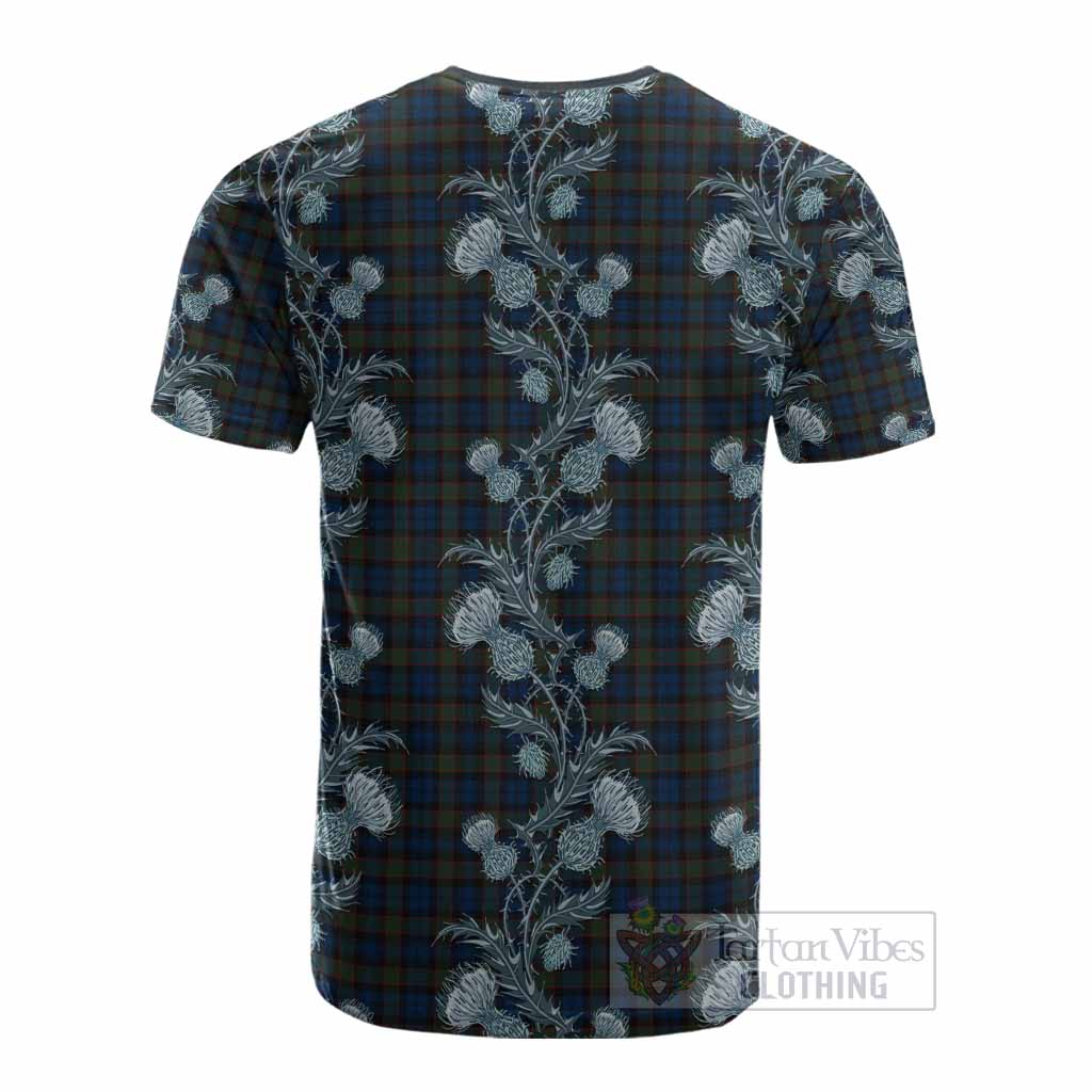 Riddoch Tartan Cotton T-shirt Seamless Scottish Thistle Flowers