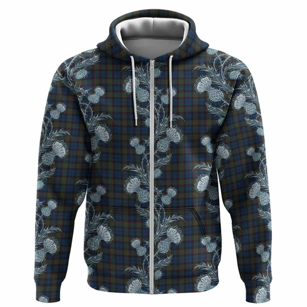 Riddoch Tartan Hoodie Seamless Scottish Thistle Flowers
