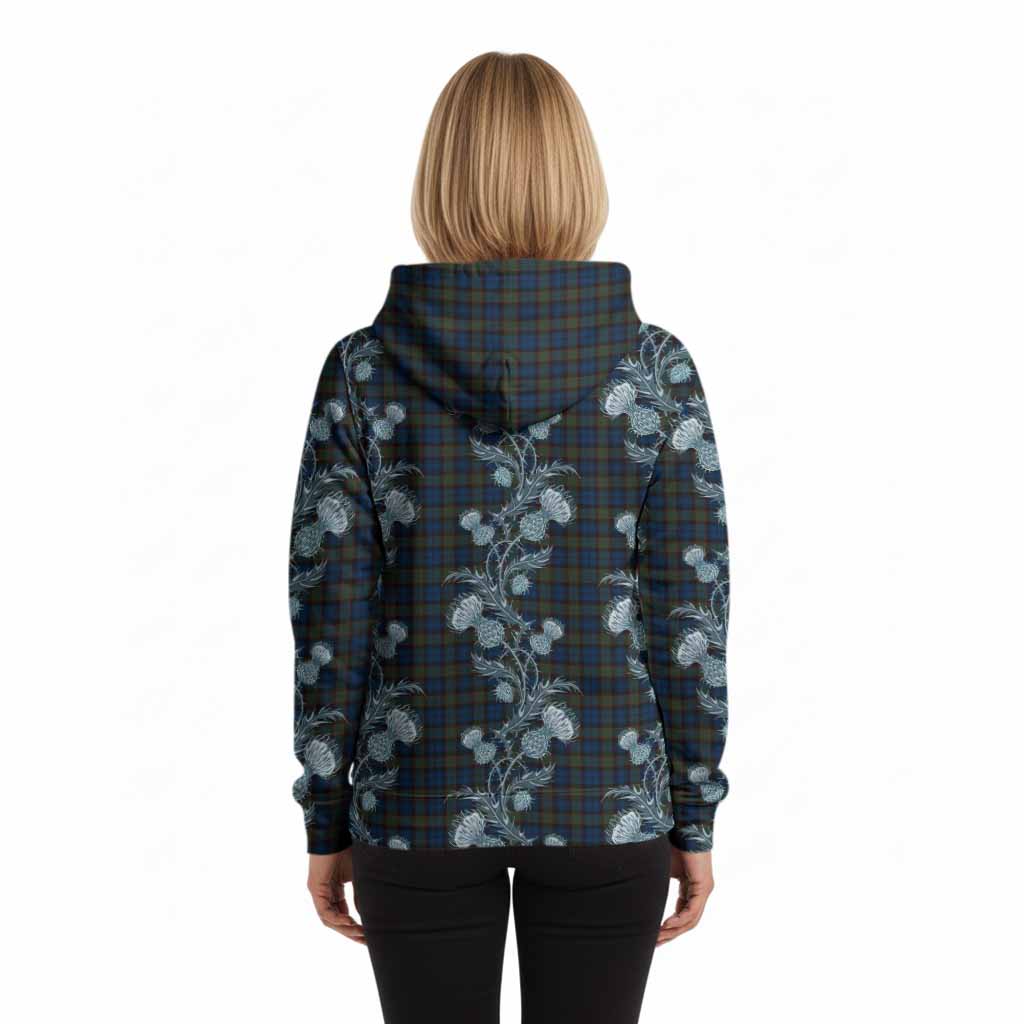 Riddoch Tartan Hoodie Seamless Scottish Thistle Flowers